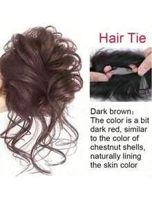 1 件女士花朵发髻凌乱发圈，自然蓬松长发马尾辫发片，发型套装，美发工具套装 - 棕色 - 查看 12