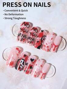 Halloween Lucky Surprise Delivery, 24pcs Removable Stylish Nails, Short Square Full-Coverage False Nails, Solid Color Nails, Almond-Shaped Molded Nails, Coffin-Shaped Nails, Oval Nails, Simple And Fashionable Artificial Nail Stickers, Press-On Nails, Various Nail Types, Comes With Glue, Beauty-Loving Women And Girls To Enhance Themselves, Be Your Most Beautiful Self (Lucky Delivery Styles May Vary Slightly).