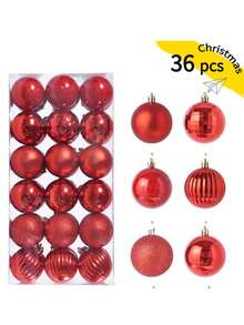 36 sets de boules de Noël en plastique, pendentifs simples de formes spéciales DIY. Ornements pour sapin de Noël, décorations de Noël, cadeaux de Noël, décoration de la maison, décoration de la pièce, hiver