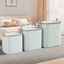 (2PCS/Bag) 180L Each, Large Capacity Clothes Storage Bag, Sofa Cushion, Quilt Or Blanket Storage Bag, Dust-Proof, Cabinet Storage, Moving Storage, Moving Packing Bag. - 藍白色 - 查看 4