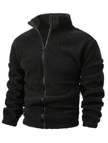 معطف رجالي قديم الطراز بياقة عالية مبطن بالفليس، للخريف والشتاء، طراز جرانج