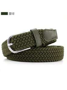 1pc Men's Woven Elastic Waist Belt, Multiple Colors, No Buckle, Stretchy, Fashion Casual Golf Belt For Daily Wear