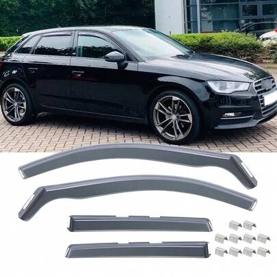 GEARZAAR FOR Audi A3 S3 MK2 2004-2012 5 Door Hatchback Wind Deflectors 4pc Black Tinted