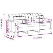 Canapé 3 Places Velor Black - 2 Coussins Decorative, Structure Metal, 180 Cm - màu đen - Xem 2