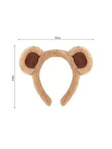 1pc New Plush Bear Headband, Women Cartoon Everyday Makeup Facial Mask Wash Face Sports Headband, Animal Elegant Cute Casual Street Party Polyester Headband, All Seasons, Hairband, Hair Hoop Headbands, Hair Band,