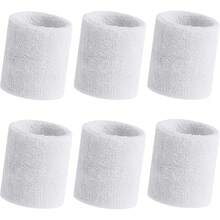 Pulseras Deportivas Antisudor (3 Pares/Algodón): Engrosadas Unisex, Ideal para Béisbol/Baloncesto/Gimnasio - Blanco - Ver 5