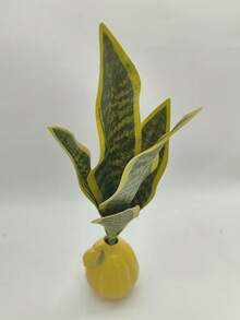 1pc仿真黄边虎皮兰植物人造蛇皮兰热带绿植剑兰假花桌面摆件家居盆景装饰（不含盆） - 綠色 - 查看 3