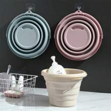 1 pieza Cubo de plástico plegable, Tina redonda plegable, Cubo de agua portátil para pesca, Cubo de agua de plástico portátil, Maceta de agua para exteriores que ahorra espacio, Organizador de maletero para todo tipo de vehículos