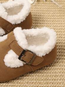 幼儿男童/女童防滑软底毛绒保暖休闲平底鞋，适合秋冬季