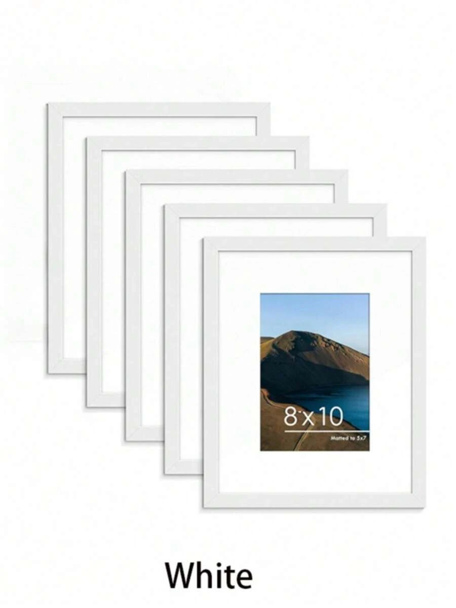 5件套木制相框,适合照片墙,尺寸分别为10x15、13x18、15x20、20x25英寸,可放置于桌面或悬挂于墙上,是照片装饰和纪念礼品的理想之选。 - 白色 - 查看 1