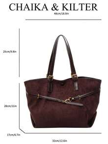 Túi đeo vai CHAIKA & KILTER bằng vải PU màu trơn, túi xách nữ phong cách retro thường ngày dung tích lớn, ba lô dành cho sinh viên, dây đeo vai được trang trí viền bèo nhún, hai quai xách, khóa nam châm, thích hợp cho du lịch, mua sắm, hẹn hò, làm quà tặng cho nữ, phù hợp cho nữ sinh viên đại học, người mới bắt đầu sự nghiệp và nhân viên văn phòng, lý tưởng cho văn phòng, trường học, công việc, kinh doanh, đi lại, hoạt động ngoài trời, du lịch, leo núi, v.v. - Cà phê - Xem 9