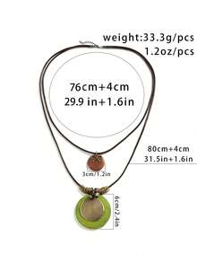 2pcs/Set Vintage Round Wooden Pendant Necklace For Women, A Versatile  Long Beaded Necklace With Wax Thread, Ideal For Couples' Accessories