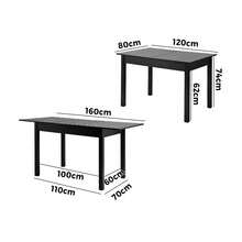 SUN YEE 160cm Extendable Dining Table Wooden Rectangular Kitchen Table Black - Black - View 10