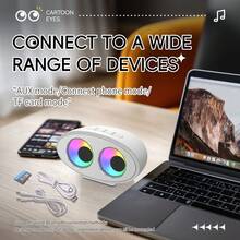 Altavoz inalámbrico inteligente con luz ambiente RGB, sistema de sonido portátil con decoración ocular, altavoz inalámbrico con carga USB, 8 modos, modo auxiliar/modo de conexión a teléfono/modo de tarjeta TF, adecuado para sala de juegos, teatro en casa, dormitorio, regalo de Navidad, regalo de cumpleaños