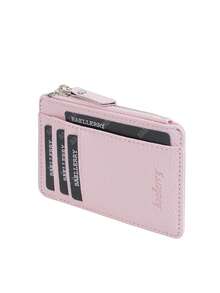 女士简约多卡位拉链卡包女士钱包迷你钱包零钱包卡包卡包 - 粉色 - 查看 3