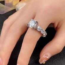 1PC Dazzling Women's Fashion Zirconia Ring Wedding Band Engagement Party Casual Accessories Mother's Day Birthday Christmas Gift Women Luxury Jewelry US 5-11# - 銀色 - 查看 5