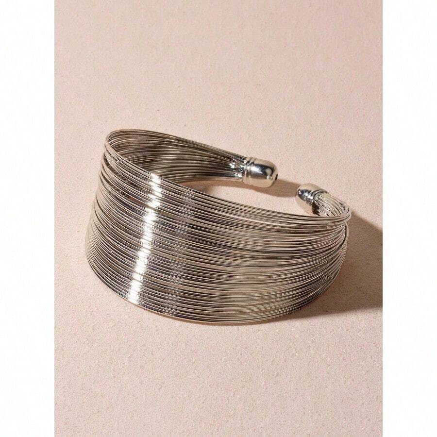 Brazalete de puño ancho - Plateado - Ver 1