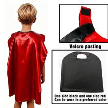 2pcs/Set Kids Superhero Costume Set, Includes Cape And Mask, Halloween Costume Set, Reversible Black & Red, Unisex, Roleplay Costume, Carnival Party Outfit, Children Dress Up Toy, Suitable As Birthday Gift, Holiday Gift, Halloween Gift, Christmas Gift - Red - View 6