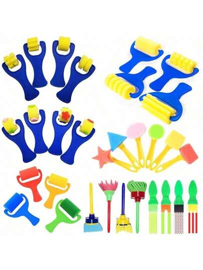 Available Paint Watercolor Painting Sponge Brush Roller Stamp Cartoon Pattern Drawing Tools Children Early Education Painting Accessories