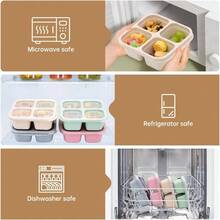 5 Paquete de Bento Caja de Almuerzo, 4 Compartimentos Contenedores de Aperitivos, Caja de Aperitivos Dividida, Contenedores de Almuerzo para Preparación de Comidas para Niños Pequeños y Adultos, Recipientes de Almacenamiento de Alimentos para la Escuela, el Trabajo y los Viajes - Paquete de 4 multicolor - Ver 5