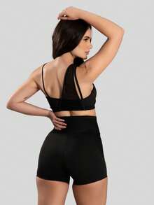 Fitness Set With Tulle Detail (Shorts + Top) Gym 11172/11174 - 黑色 - 查看 2