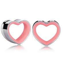 2pcs Stainless Steel Dual-Tone Heart Shaped Ear Gauges, Suitable For Various Ear Types, Ear Piercing Jewelry, Earrings, New Low Allergy Accessories, Gift For Women - Heart - View 32