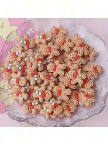 20 pezzi Decorazioni in resina a forma di omino di pan di zenzero natalizio, piccoli accessori decorativi, materiali fai-da-te adatti per casa, albero di Natale, regali, cover per telefono, tazze, adesivi, accessori per capelli, decorazioni per biscotti