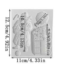 1 pieza Molde de silicona con diseños de Papá Noel, bola de cristal con copos de nieve y tren de muñeco de nieve, para hacer gelatinas, decorar pasteles, chocolates, manualidades de azúcar y utensilios de cocina - Gris Claro - Ver 2