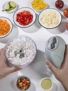 Manual Pull Cord Food Chopper - ABS Material Garlic Press And Vegetable Processor, No Electricity Needed, Suitable For Onion, Meat, Chili, Carrot, Fruit, Nuts, Herbs And More - Multicolor - View 3