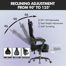 Ergonomic Velvet Fabric Black Gaming Chair, High Back Ergonomic Gamer Chair For Adult, Comfortable Video Game Chair With Footrest And Massage Lumbar Cushion, Racing Reclining Office Computer Desk Chair - màu đen - Xem 5