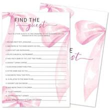 Find The Guest Game Cards For  Shower Games Activity 30 Pink Bow  Shower Game Cards Gender Reveal Party Games Supplies And Activities P11 - 粉紅蝴蝶結尋找客人 - 查看 1