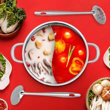 Hot Pot Stainless Steel Hot Spot Chef With 2 Tablespoons Partition And Lid - Default - View 4