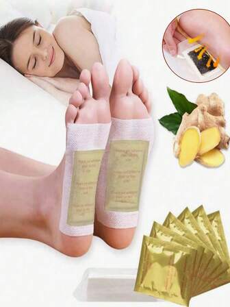 100片装生姜竹醋足贴，天然足部护理贴，适合居家和旅行，亲肤设计，透气材质，适合护肤爱好者