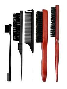 1pc/2pcs Slick Back Brush, Premium Bristle Hair Brush With Wooden Handle, Reduces Frizz And Static, Scalp Massage Hair Brush Set, Suitable For All Hair Types, Comb, Slick Back Brush, Hairbrush, Edge Brush, Brush Hair, Hair Comb, Hair Brush Set, Comb Hair, Mini Hair Brush, Detangling Brush,Hair Products, Hair Tools, Hair Stuff, Hair Care, Curly Hair Brush, Barber, Barber Accessories, Hairdressing Equipment,Hair Brush,Slick Back Brush,Styling Brush,Curly Hair Brush,Edge Brush,Hair Comb,Brush Hair,Hair Brush Set,Comb Hair,Comb For Curls,Detangling Brush,Hair Brush For Women,Hair,Travel,Hair Products,Hair Tools,Hair Stuff,Barber,Barber Accessories,Barbershop,Hairdressing Equipment - Multicolor - View 6