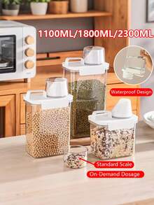 1 pièce Réservoir de stockage transparent en PET avec couvercle scellé, utilisé pour stocker les céréales et les articles divers, le stockage et le tri de la cuisine, la boîte de stockage pour aliments pour animaux de compagnie, la boîte de stockage multifonctionnelle, les décorations, la décoration de la maison, les cadeaux de Noël, les cadeaux pour la maison et la décoration de la chambre.