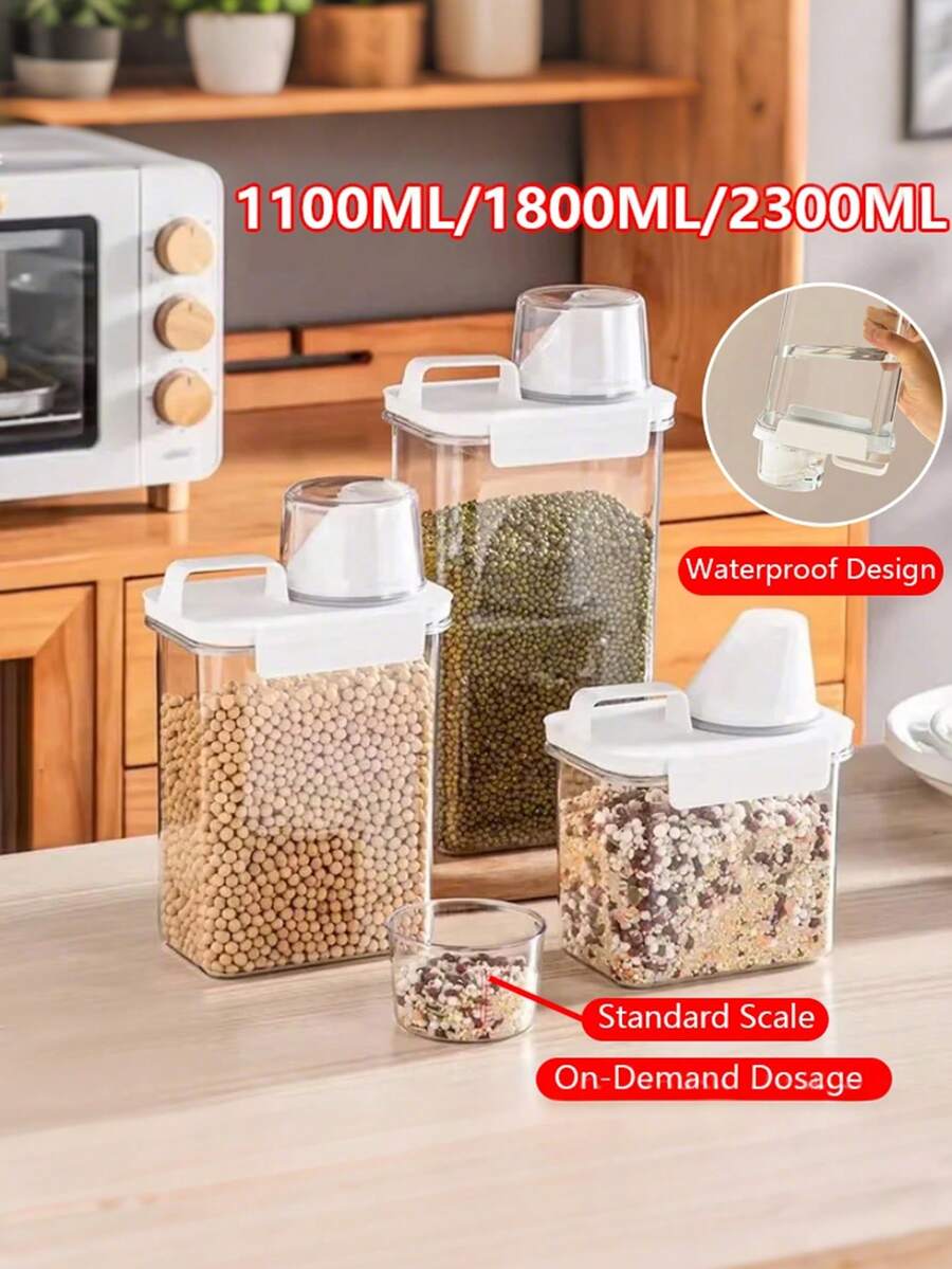 1 pièce Réservoir de stockage transparent en PET avec couvercle scellé, utilisé pour stocker les céréales et les articles divers, le stockage et le tri de la cuisine, la boîte de stockage pour aliments pour animaux de compagnie, la boîte de stockage multifonctionnelle, les décorations, la décoration de la maison, les cadeaux de Noël, les cadeaux pour la maison et la décoration de la chambre.