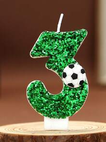 1件 0-9數字蠟燭，足球主題派對裝飾，生日蛋糕裝飾，畢業派對，烘焙裝飾 - 彩色 - 查看 5