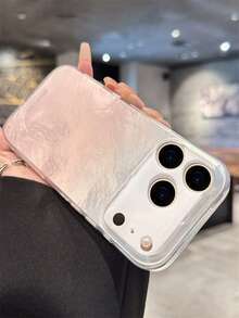 Simple Stylish Cute Gradient Pink Laser Tinfoil Pattern Anti-Drop Phone Case Compatible With IPhone 17 Pro Max 16 15 14 13 11 12 Pro Max 16 15 14 Plus Luxury Glossy Shockproof Cover - Gradient Pink - View 2