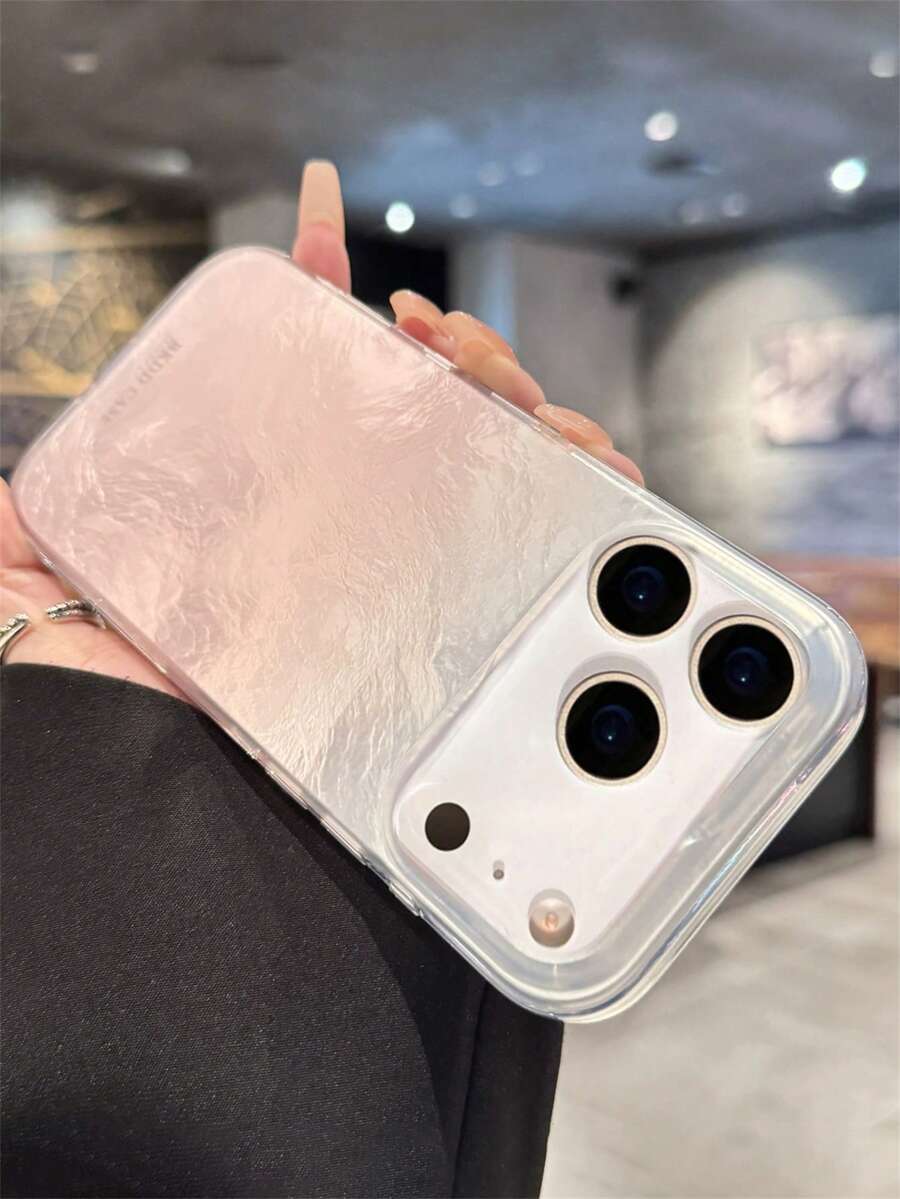 Simple Stylish Cute Gradient Pink Laser Tinfoil Pattern Anti-Drop Phone Case Compatible With IPhone 17 Pro Max 16 15 14 13 11 12 Pro Max 16 15 14 Plus Luxury Glossy Shockproof Cover
