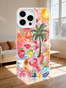 Colorful Tropical Fruit Print Phone Case, Shockproof And Durable Bumper Cover, Cute Summer Beach Pattern Design, Beautiful Artwork, Slim Fit And Scratch-Resistant, Perfect For Teens And Young Adults,Stylish Vacation Phone Accessory,Compatible With Iphone 17Promax/17Pro/17AIR/17/16Promax/16Pro/16Plus/16/15Promax/15Pro/15Plus/15/14Promax/14Pro/14Plus/14/13Promax/13Pro/13/12Promax/12Pro/12/11Promax/11Pro/11 - trắng - Xem 1