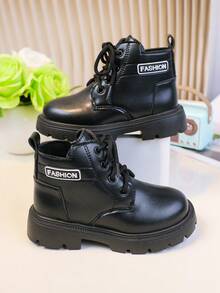 1 Pair Fashionable & Versatile Baby Boots For Autumn/Winter, Lace-Up Design For Flexible Adjustment, Snug Fit To Child's Foot Shape, Heel Pull Tab For Easy On/Off, Promotes Self-Care Ability