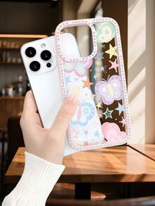 Handyhülle mit pastellfarbenen Schmetterlingen und Sternen, süße, ästhetische Schutzhülle für das Handy,  Aufdruck, schmale Passform, langlebiges Design, kompatibel mit iPhone 17promax/17pro/17/iPhone Air/16promax/16pro/16plus/16/15promax/15pro/15plus/15/14promax/14pro/14plus/14/13promax/13pro/13/12promax/12pro/12/11promax/11