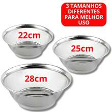 Kit Set Of 3 Stainless Steel Drainer Baskets 22 25 28CM Resistant Washes Food Rice Vegetables Fruits Pasta - 1個25公分籃子 - 查看 2