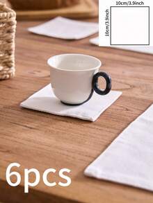 1/4/6pcs Plain Linen Rectangular Double-Layer Placemats, Vintage Style Kitchen Dining Table Decor, Non-Slip Thick & Durable Washable Mats Suitable For Daily Use, Holidays, Family Gatherings, Weddings, Parties, All Seasons - White - View 16