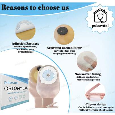 30* Bolsa Drenaje Ostomia 15-76mm Recortable Bolsa de Colostomia