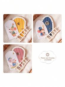 儿童房装饰、女孩卧室配件、婴儿房装饰、木制卡通仙女门、迷你梯子装饰、仙女门挂饰、彩色爱心仙女门、家居装饰、拍照道具、圣诞节、万圣节、生日礼物、万圣节、圣诞节活动及派对用品 - 黃色 - 查看 7