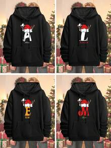 Custom Personalized Patterned Hoodies For Men And Women,Lightweight,Polyester, Perfect For Christmas Party Attire, Basic Autumn/Winter Wear. - Black - View 2