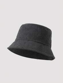 1pc Men's Fashion Corduroy Solid Color Bucket Hat, Suitable For Autumn/Winter Daily Outfits - A - View 10