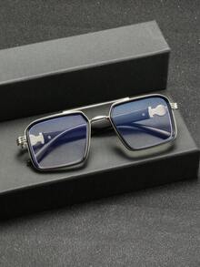 1 Pair Men's Metal Frame Rectangular Glasses, Elegant & Versatile Academic Style, Suitable For Graduation, Workplace, Training, Bookstore - Multicolor - View 8