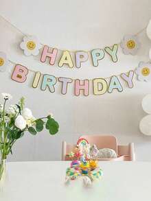 Sunflower, Daisy, Macaron Colorful Birthday Paper Flowers, Birthday Decorations, Daisy Garland - Multicolor - View 1